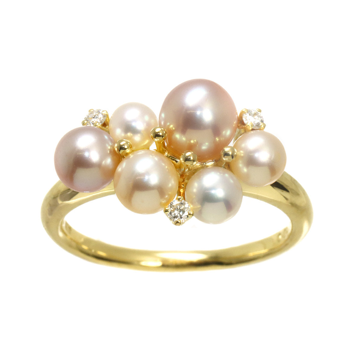 PERLITA Pearl 5.6-3.5mm Diamond 0.05ct Ring 18K YG 5.75-6(US)