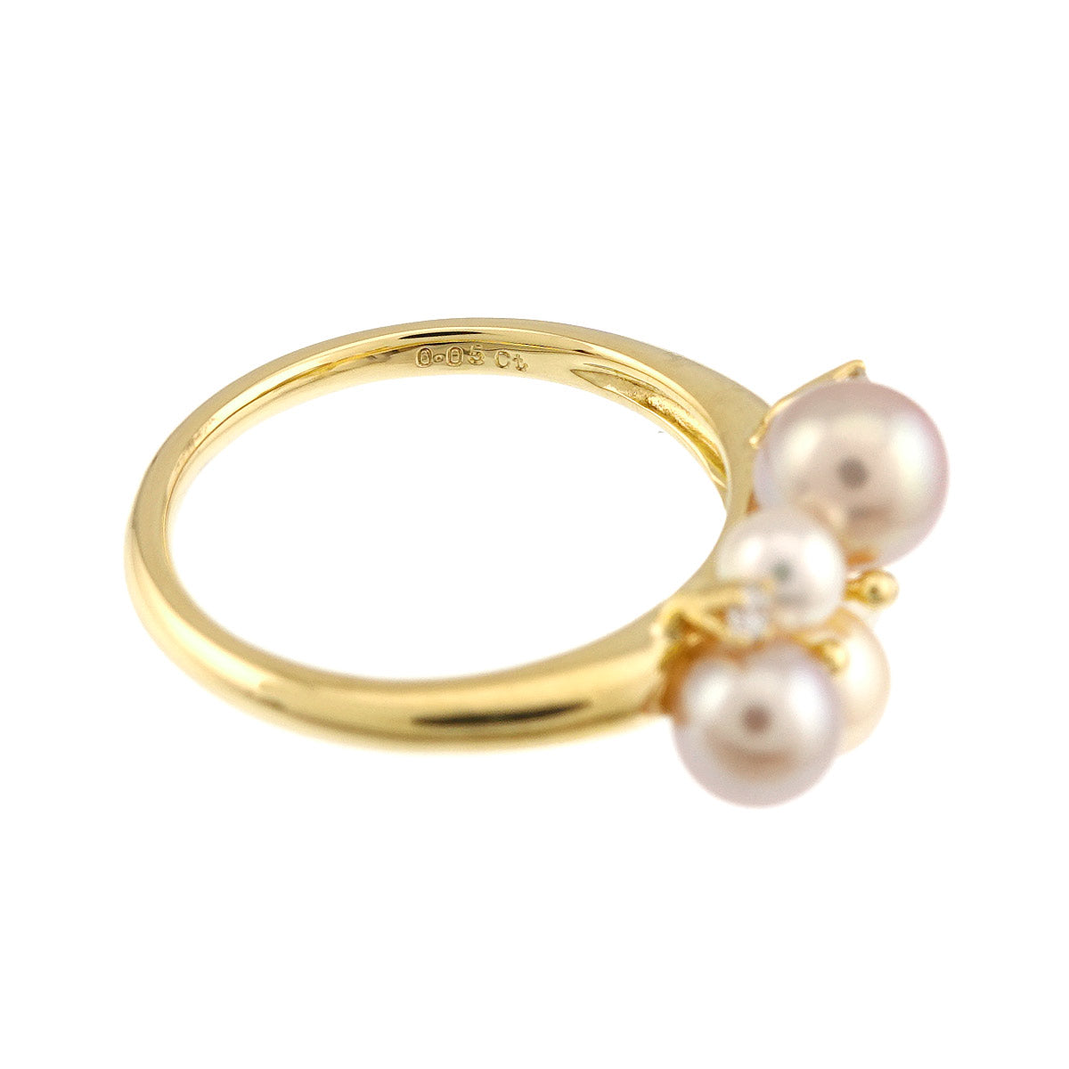 PERLITA Pearl 5.6-3.5mm Diamond 0.05ct Ring 18K YG 5.75-6(US)