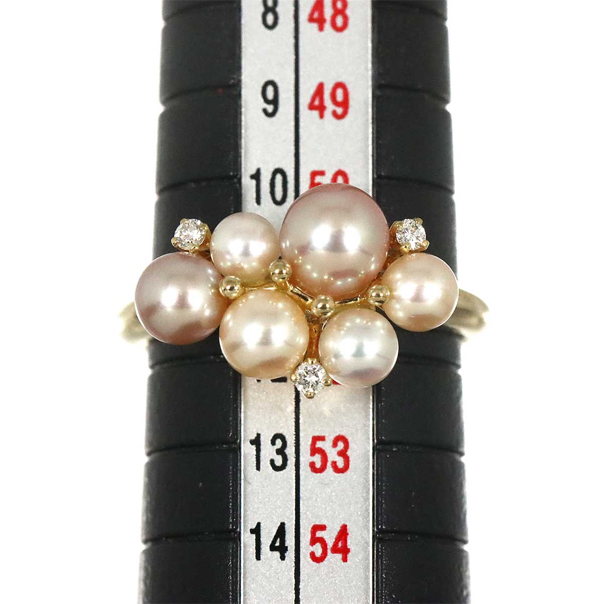 PERLITA Pearl 5.6-3.5mm Diamond 0.05ct Ring 18K YG 5.75-6(US)