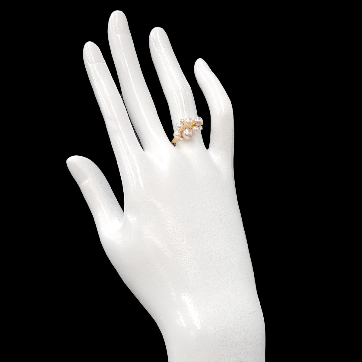 PERLITA Pearl 5.6-3.5mm Diamond 0.05ct Ring 18K YG 5.75-6(US)