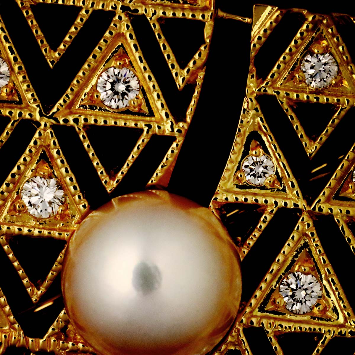 Akoya Pearl 7.8mm Diamond Long Necklace 18K YG 750
