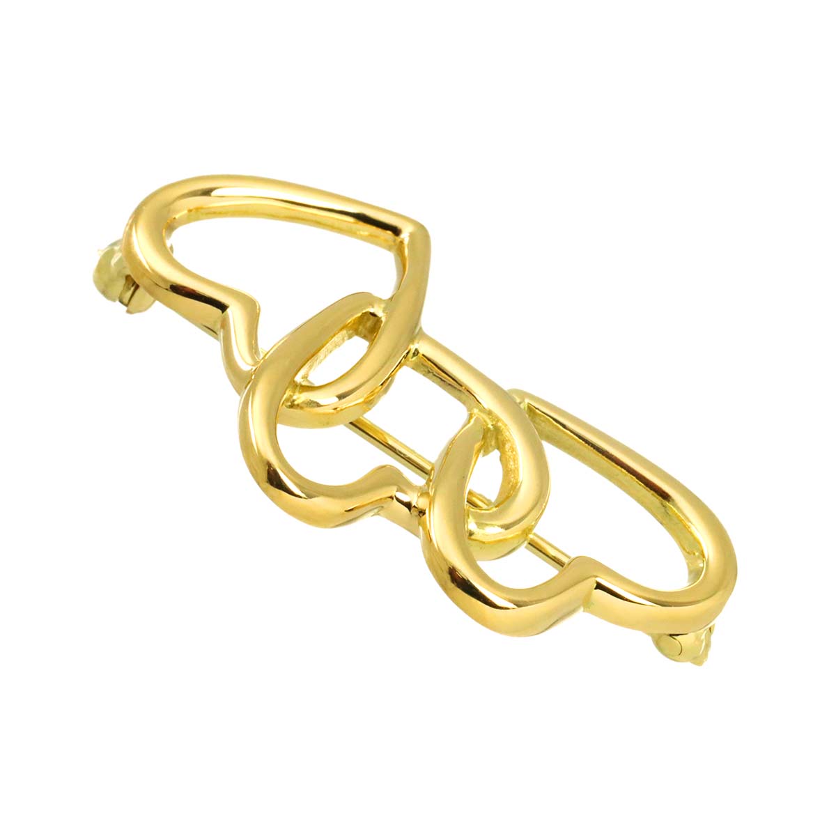 Triple Heart Brooch 18K Yellow Gold 750