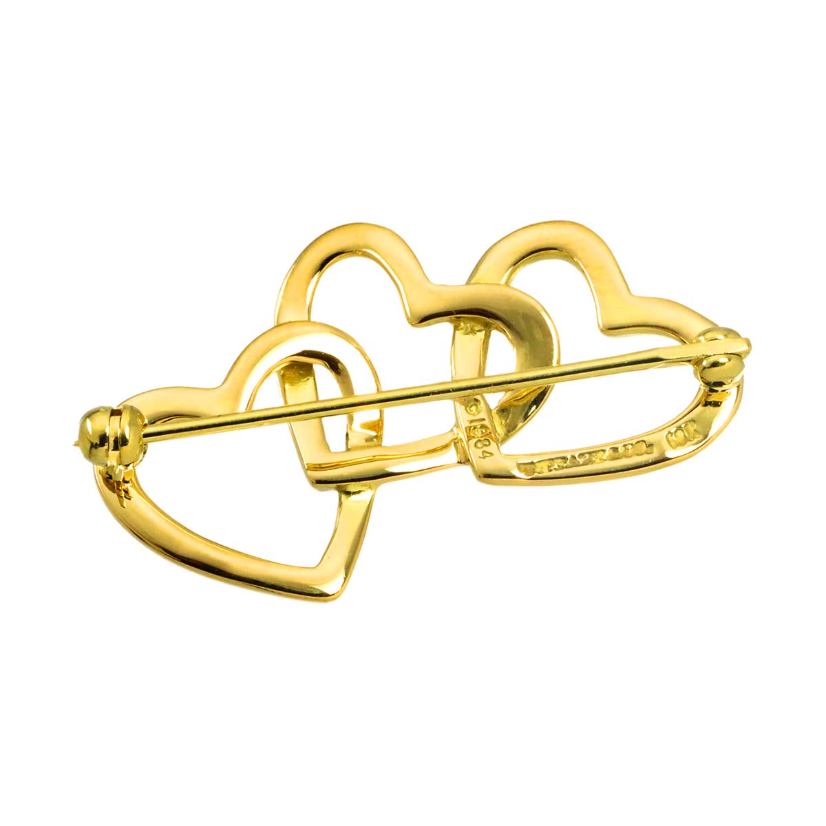 Triple Heart Brooch 18K Yellow Gold 750