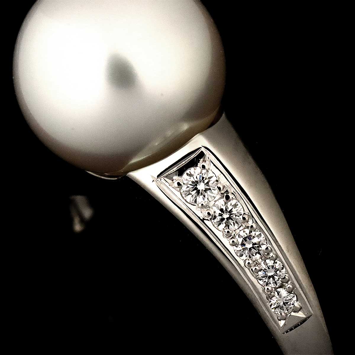 Akoya Pearl 9.9mm Diamond 0.13ct Ring Platinum size4.75-5(US)