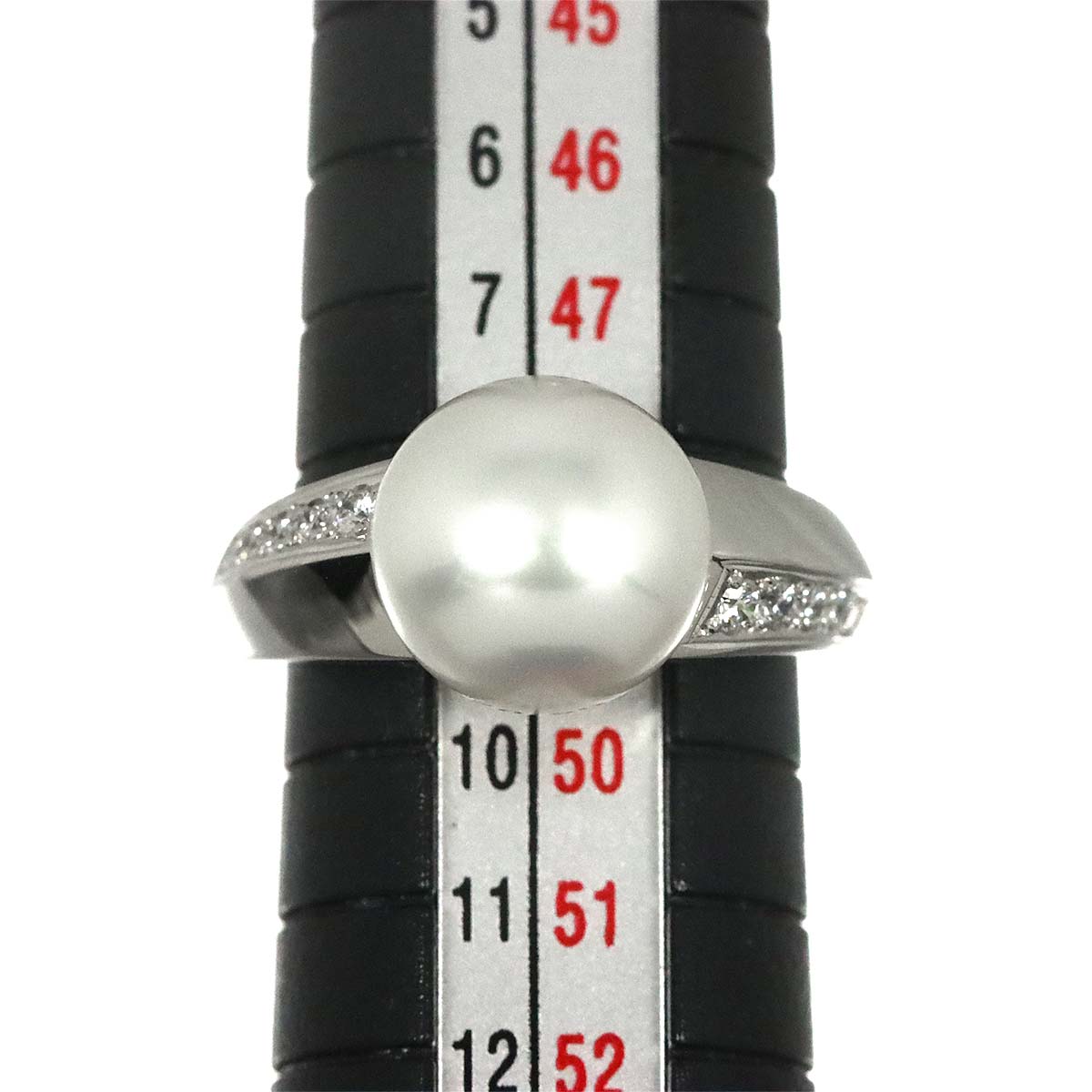 Akoya Pearl 9.9mm Diamond 0.13ct Ring Platinum size4.75-5(US)