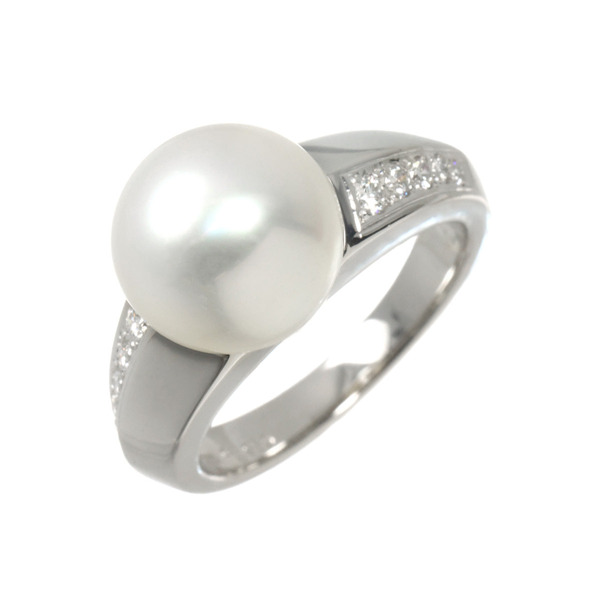 Akoya Pearl 9.9mm Diamond 0.13ct Ring Platinum size4.75-5(US)
