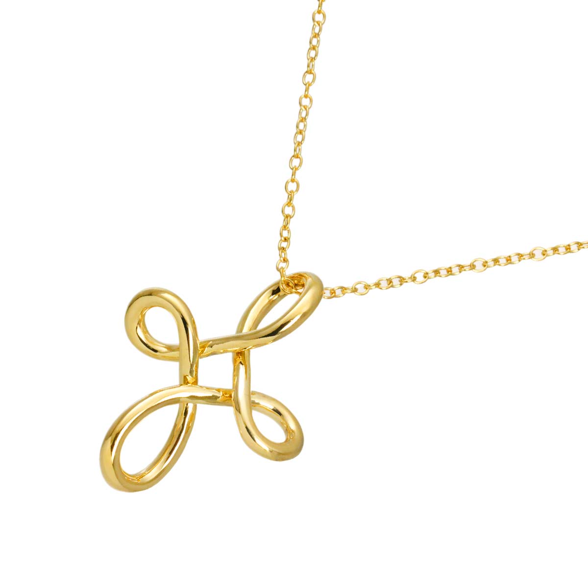 Infinity Cross Long Necklace 18K Yellow Gold 750
