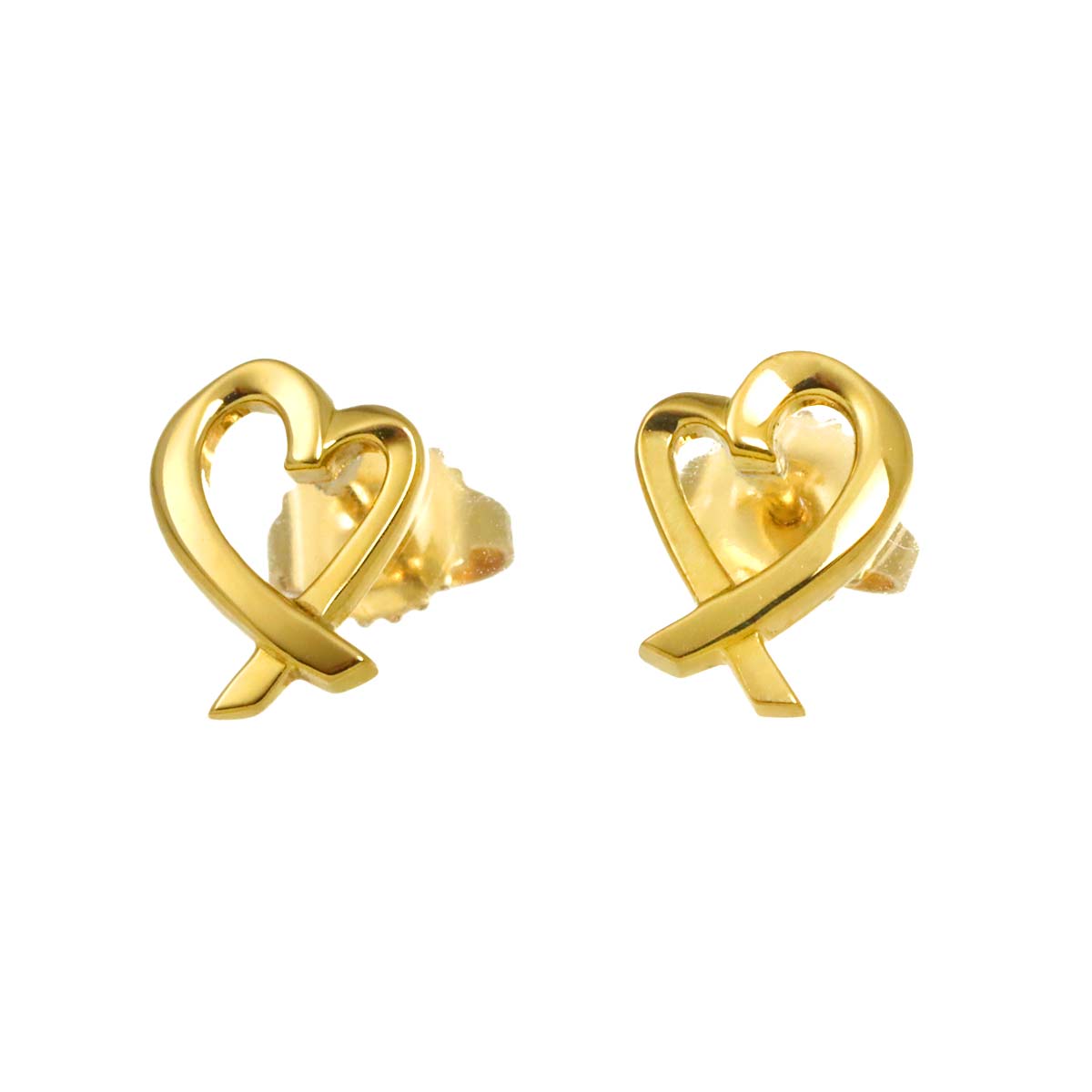 Loving Heart Earrings Pierced 18K Yellow Gold 750