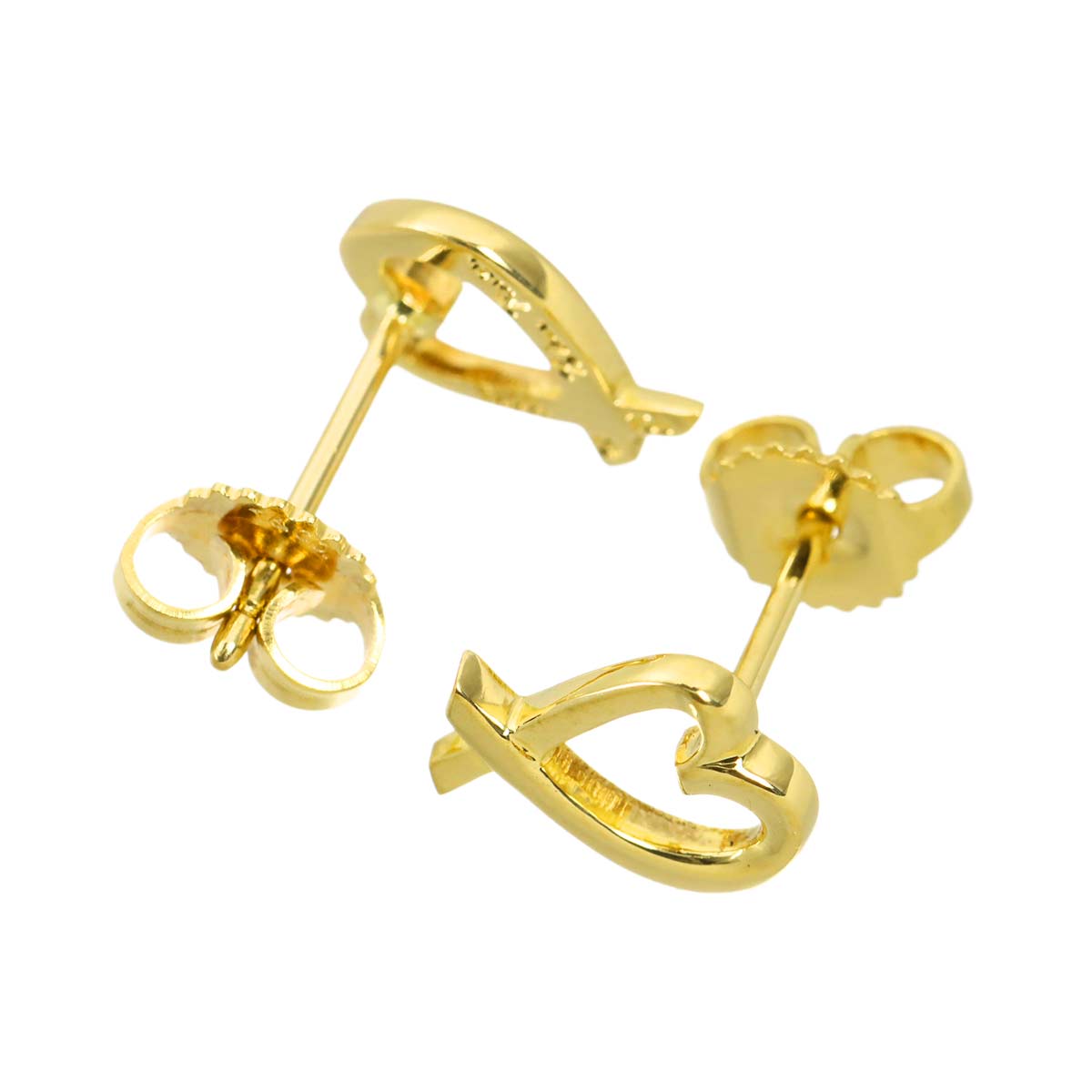 Loving Heart Earrings Pierced 18K Yellow Gold 750
