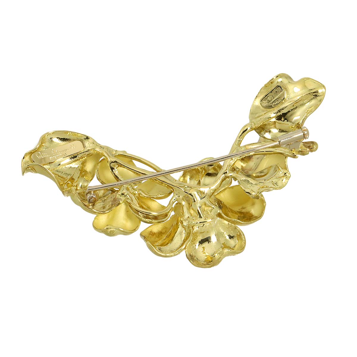 Diamond Flower Necklace Brooch 18K YG 750