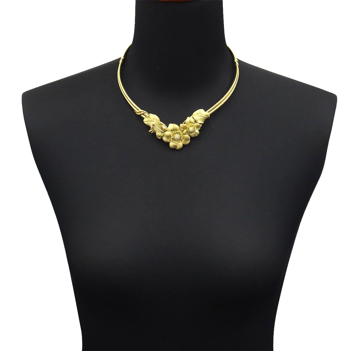 Diamond Flower Necklace Brooch 18K YG 750