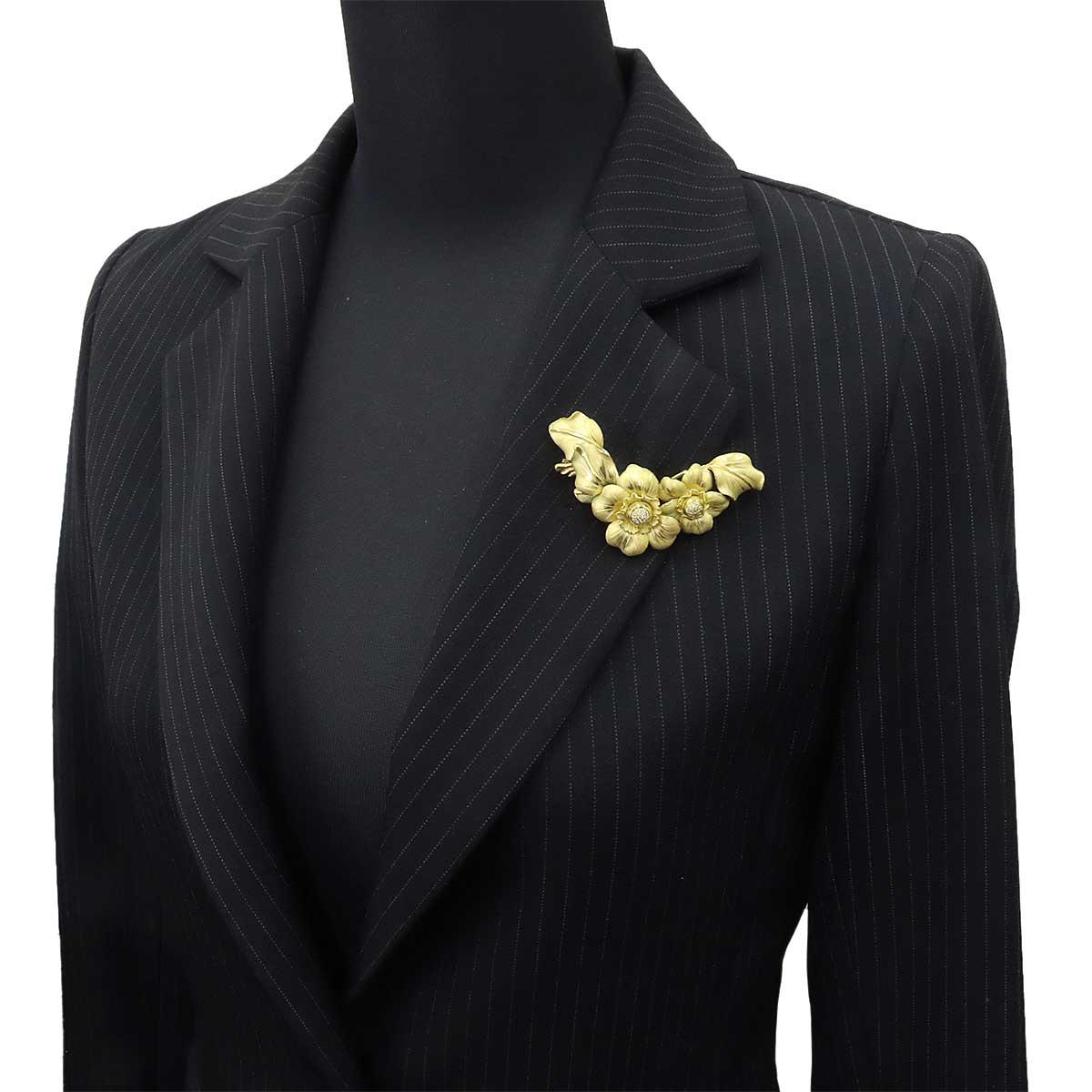 Diamond Flower Necklace Brooch 18K YG 750