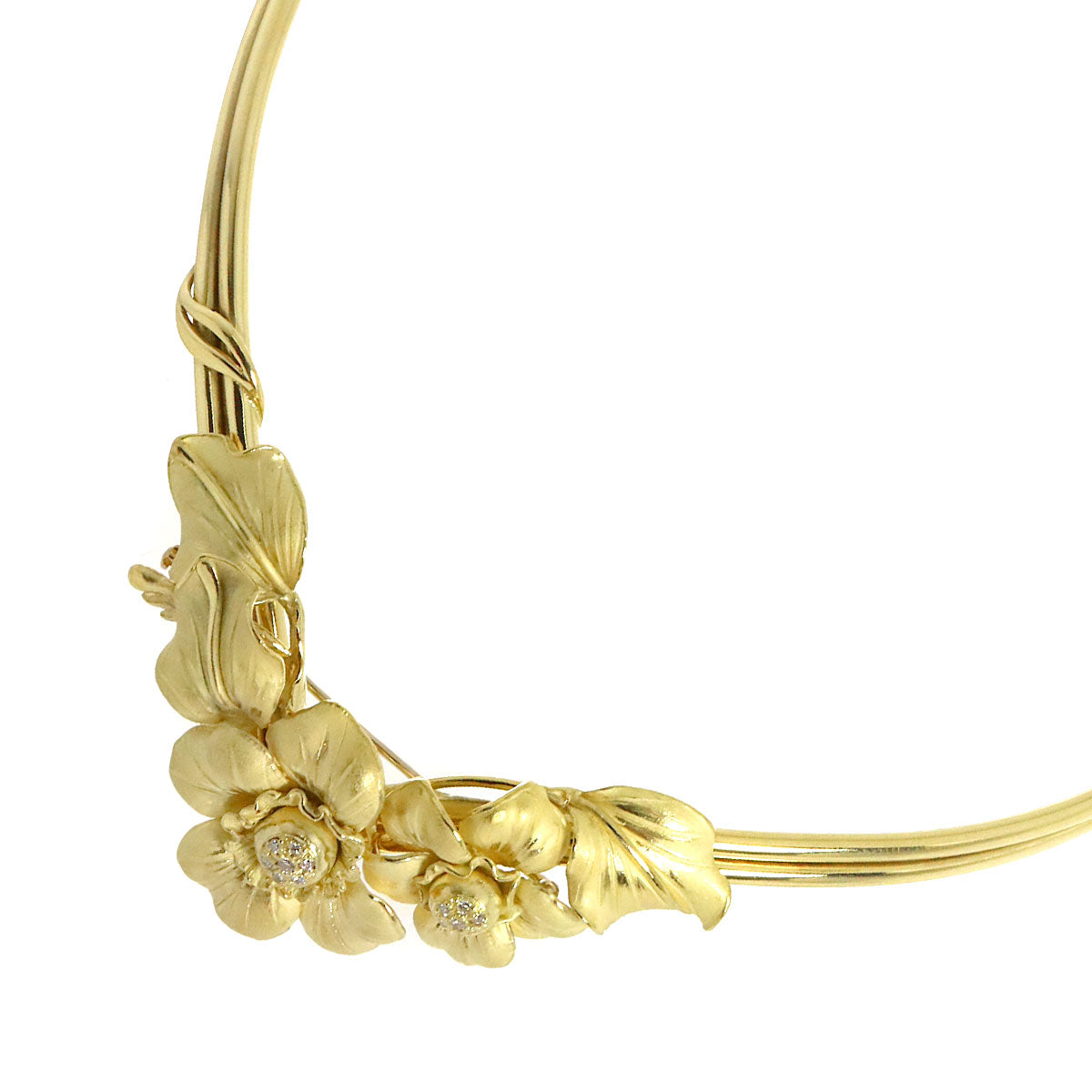 Diamond Flower Necklace Brooch 18K YG 750