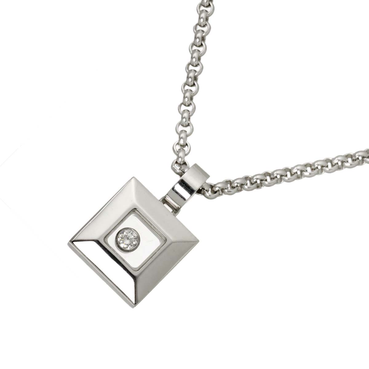 Happy Diamond Square Necklace 18K White Gold 750