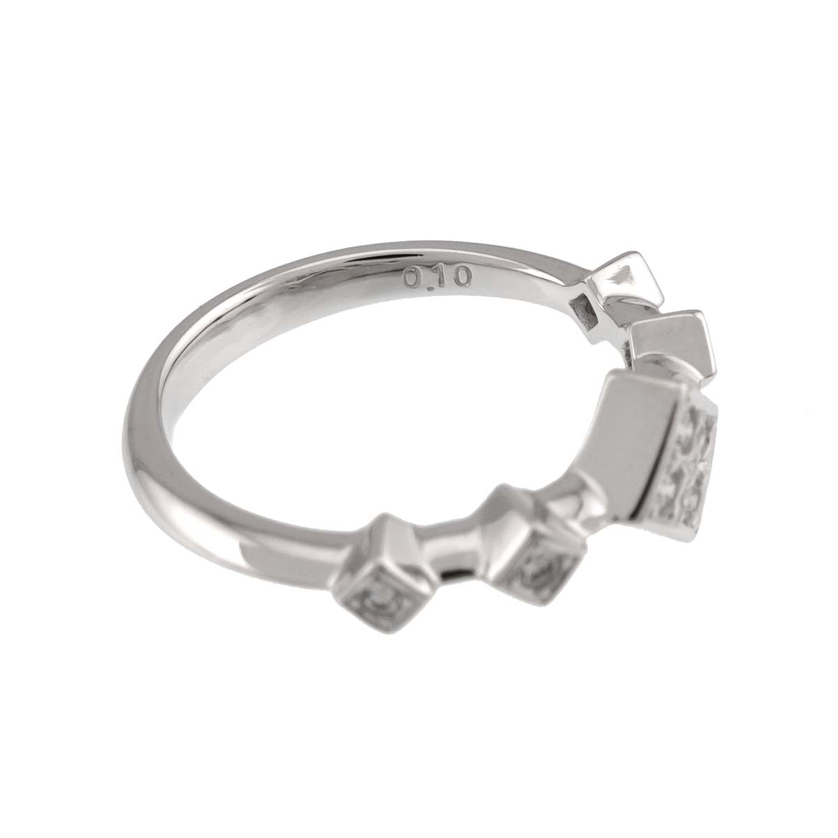 Diamond 0.10ct Ring 14K White Gold 585 Size5.25(US)