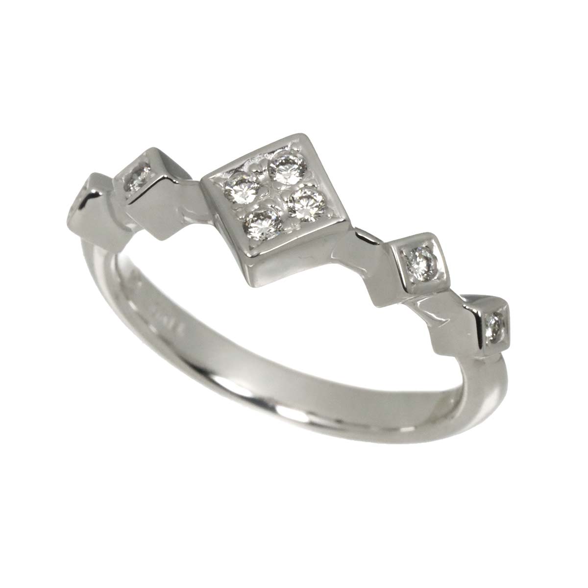 Diamond 0.10ct Ring 14K White Gold 585 Size5.25(US)