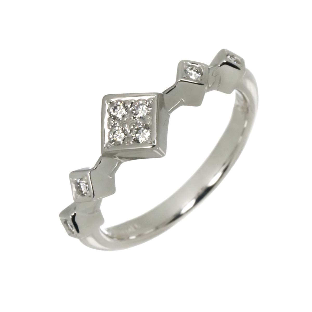 Diamond 0.10ct Ring 14K White Gold 585 Size5.25(US)