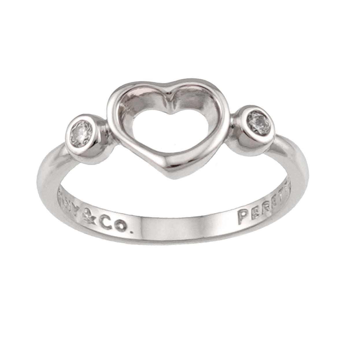 Open Heart Diamond Ring Platinum size5.25(US)