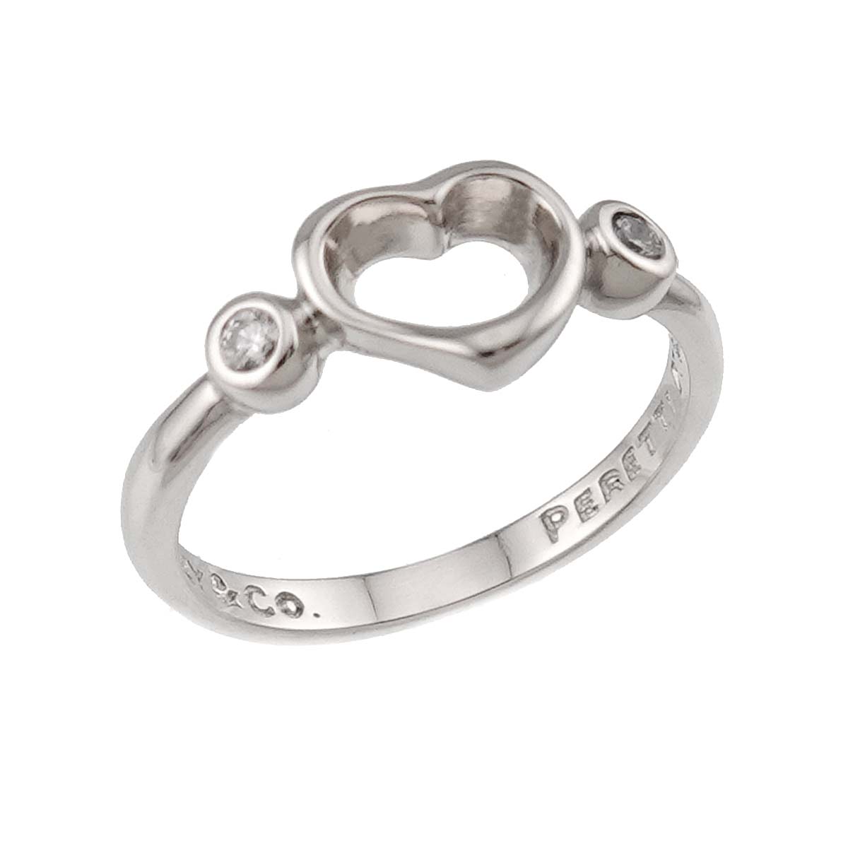 Open Heart Diamond Ring Platinum size5.25(US)