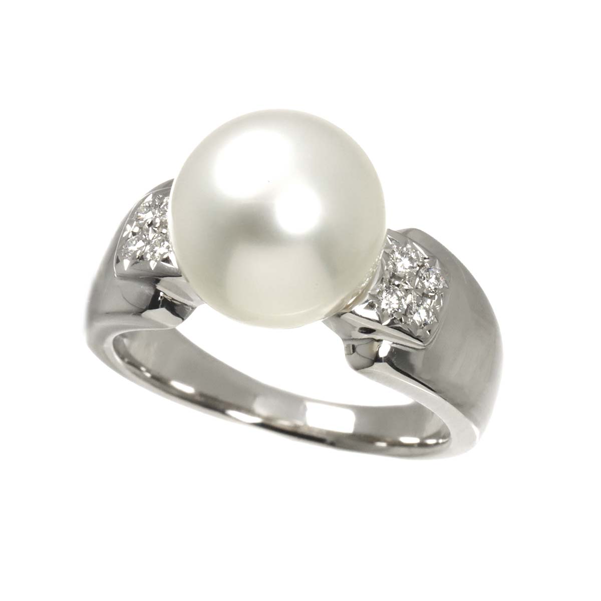 South Sea pearl 10.5mm Diamond 0.09ct Ring Platinum size6(US)