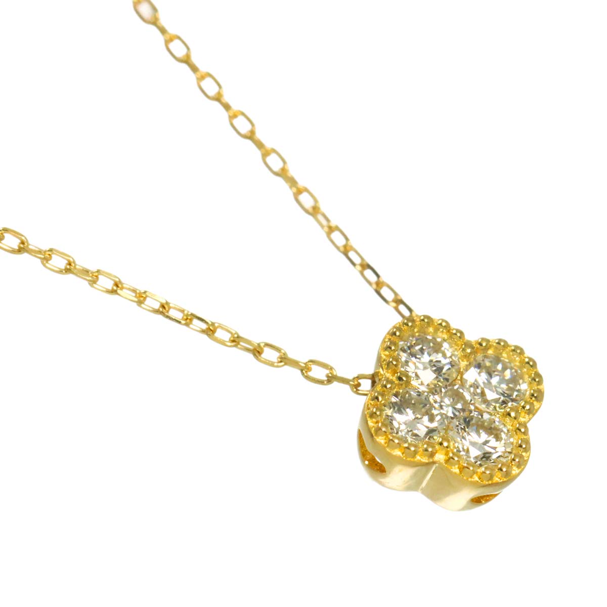 Flower Diamond 0.15ct Necklace 18K YG 750