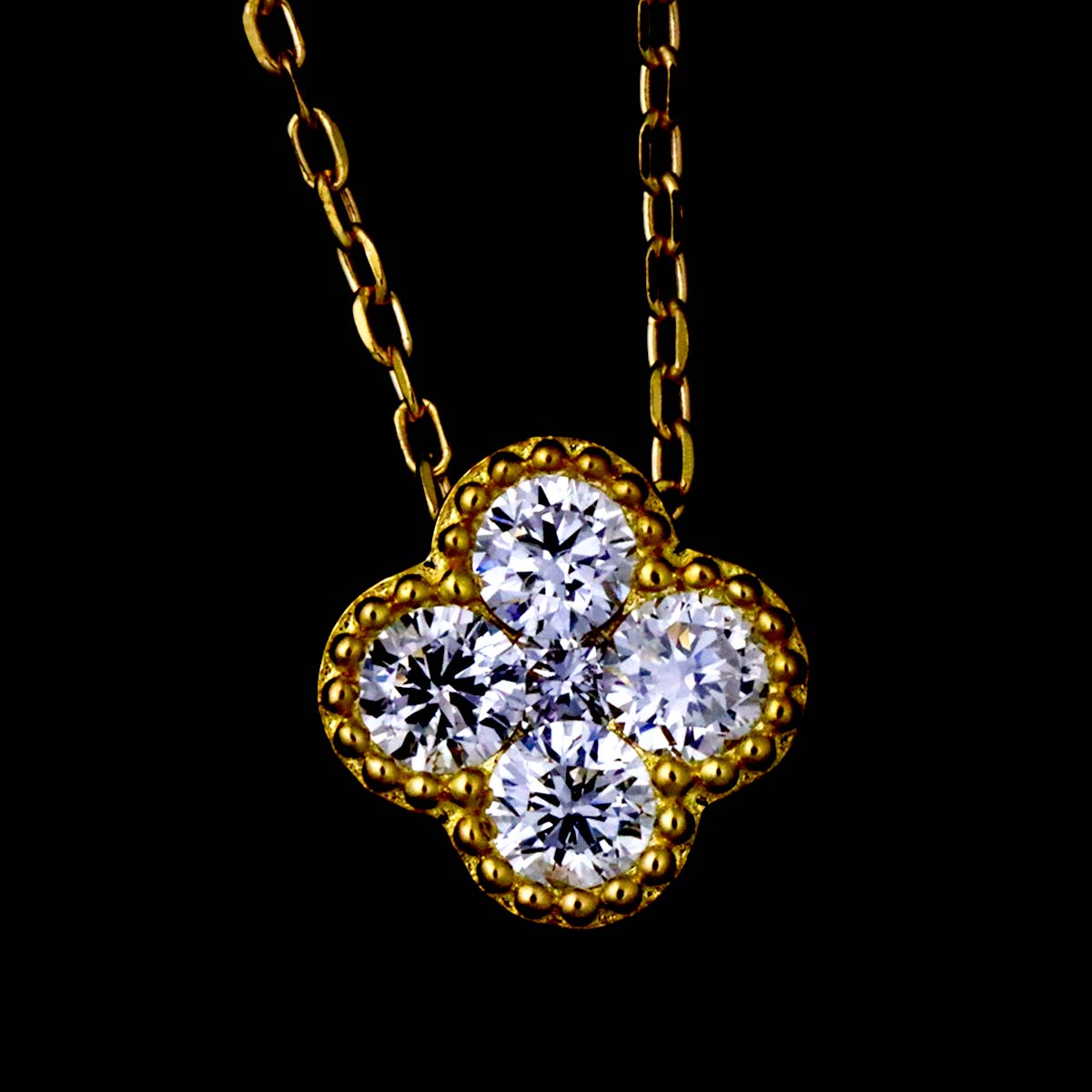 Flower Diamond 0.15ct Necklace 18K YG 750