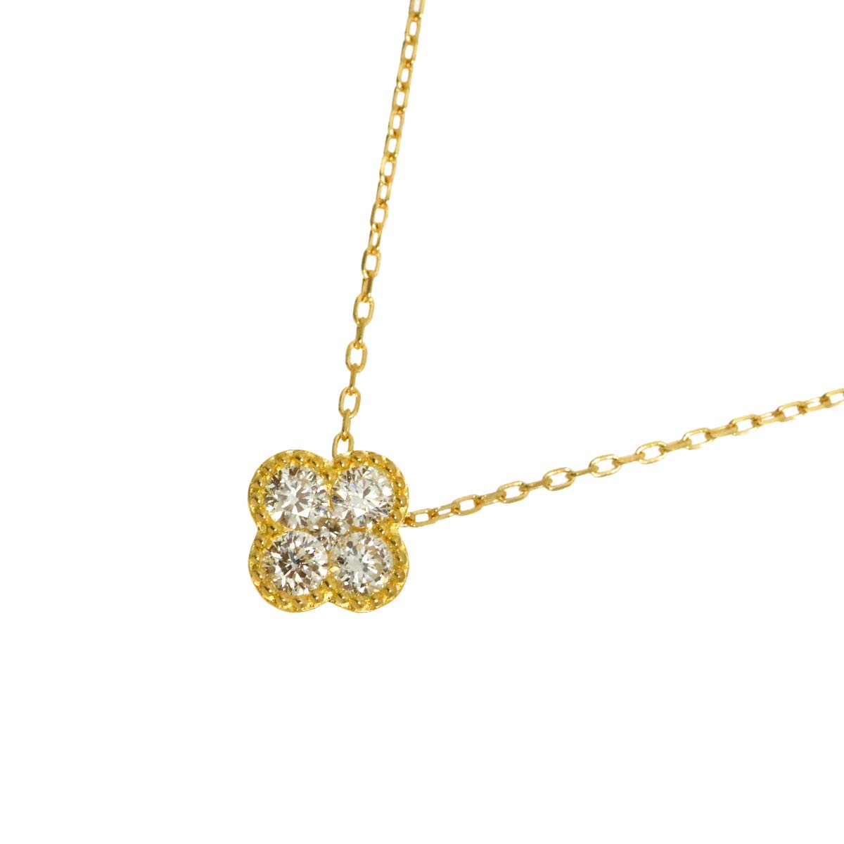 Flower Diamond 0.15ct Necklace 18K YG 750