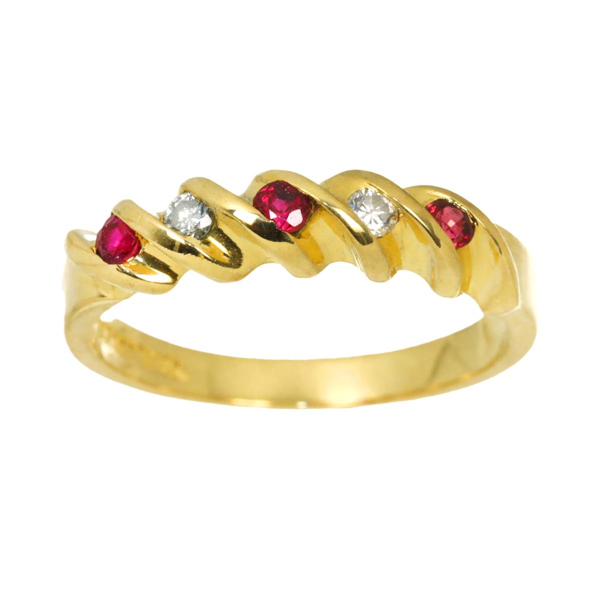 Ruby Diamond Ring 18K YG 750 size5.5-5.75(US)