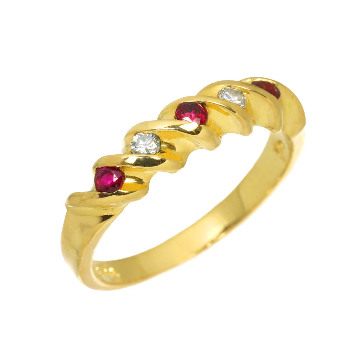 Ruby Diamond Ring 18K YG 750 size5.5-5.75(US)