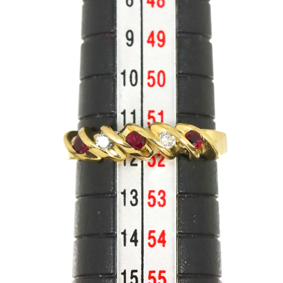 Ruby Diamond Ring 18K YG 750 size5.5-5.75(US)