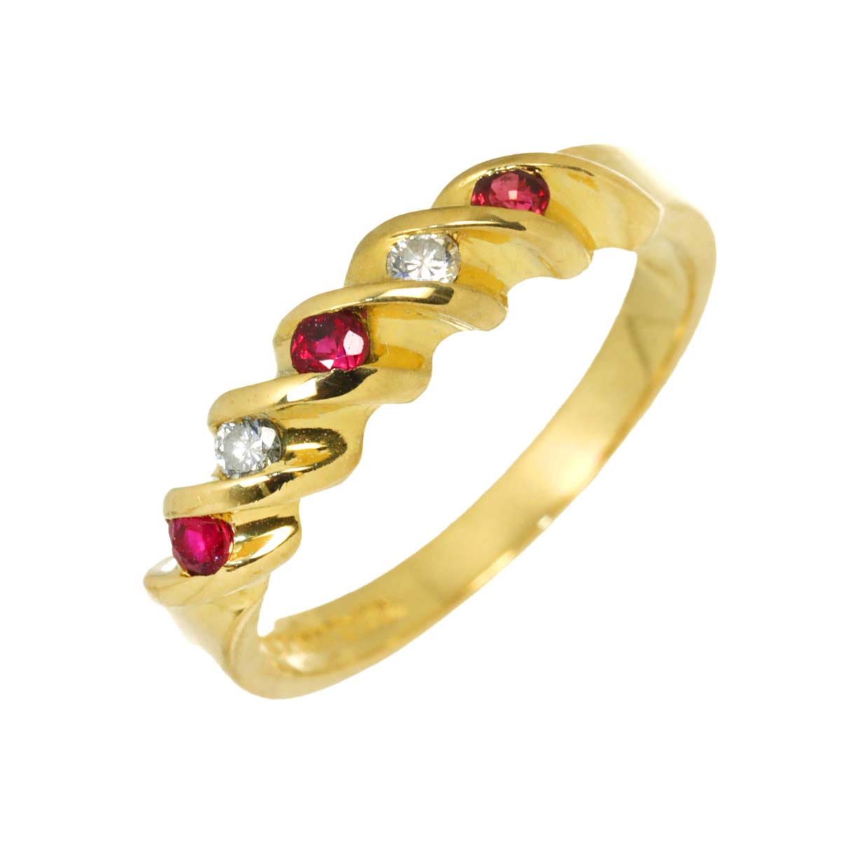 Ruby Diamond Ring 18K YG 750 size5.5-5.75(US)