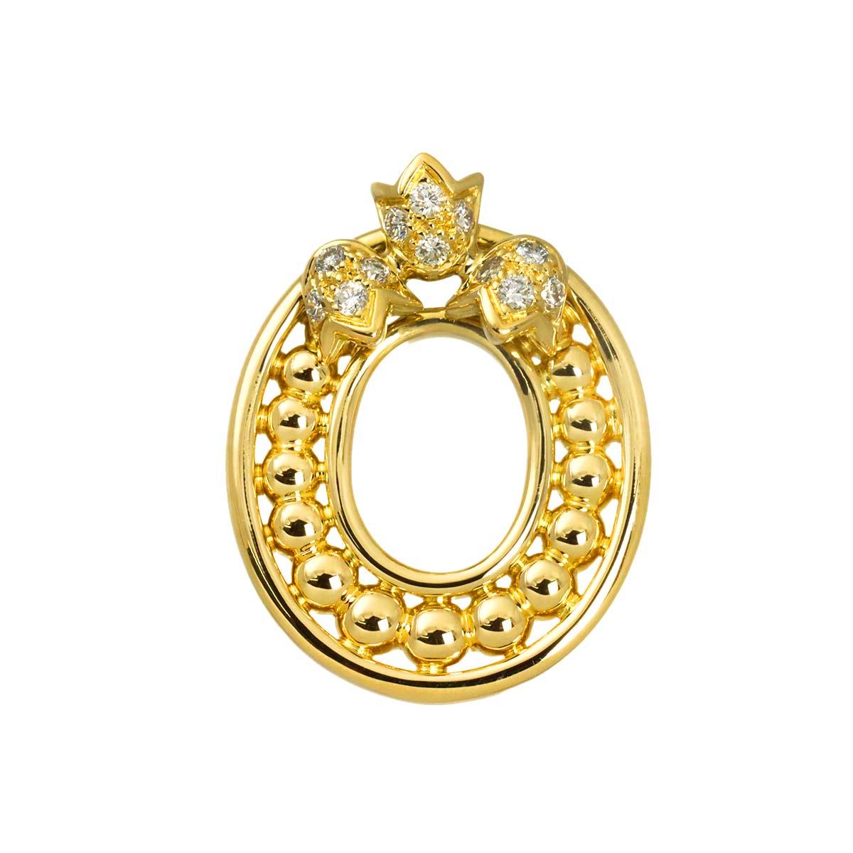 Christian Dior Diamond Pendant Top 18K YG Yellow Gold 750