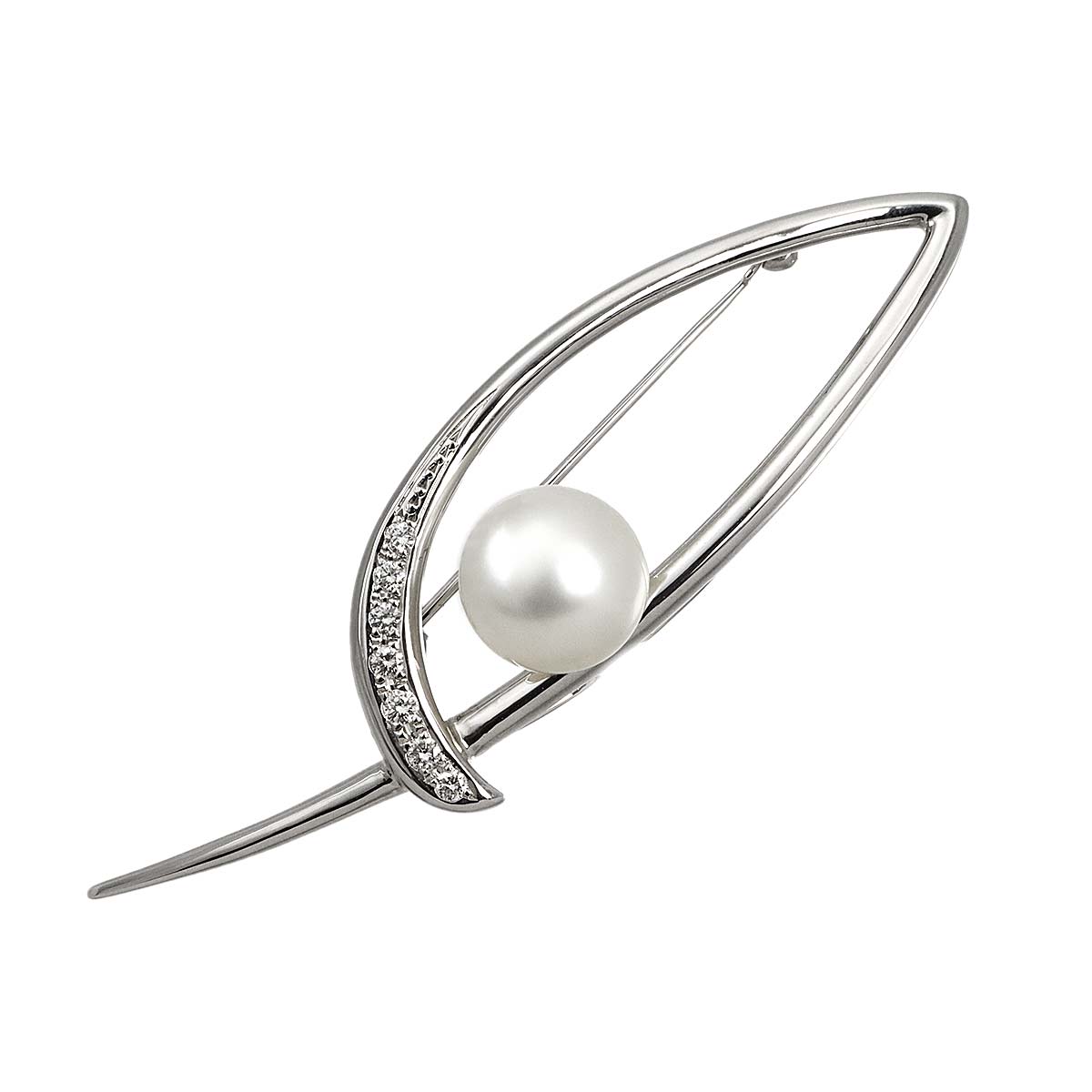 South Sea pearl 11.4mm Diamond 0.20ct Brooch 14K WG 585