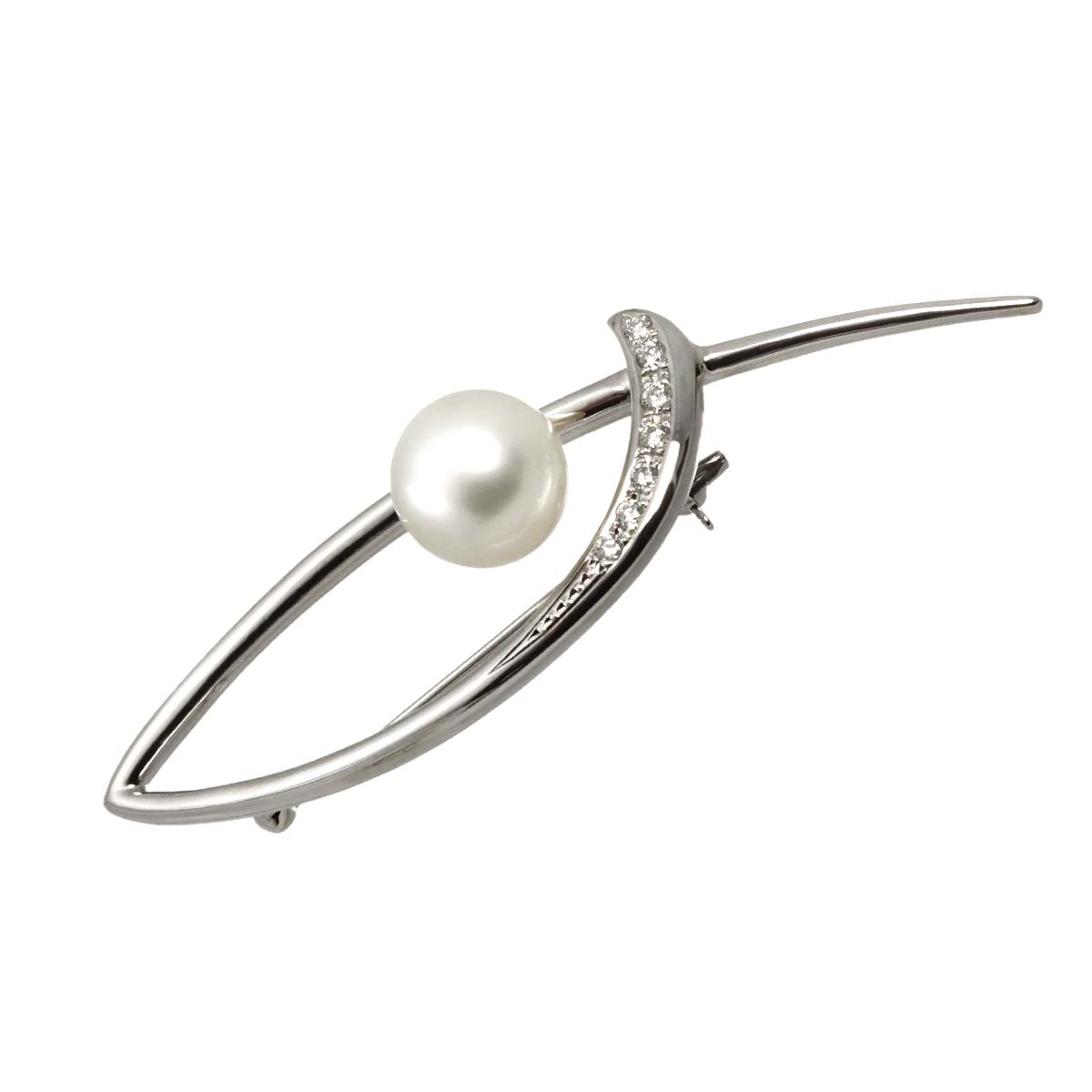 South Sea pearl 11.4mm Diamond 0.20ct Brooch 14K WG 585