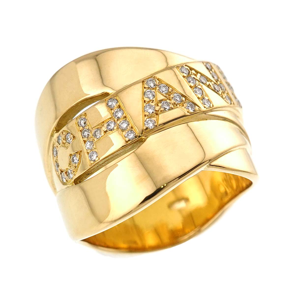 Bolduc Diamond Ring 18K Yellow Gold 750 4-4.5(US)