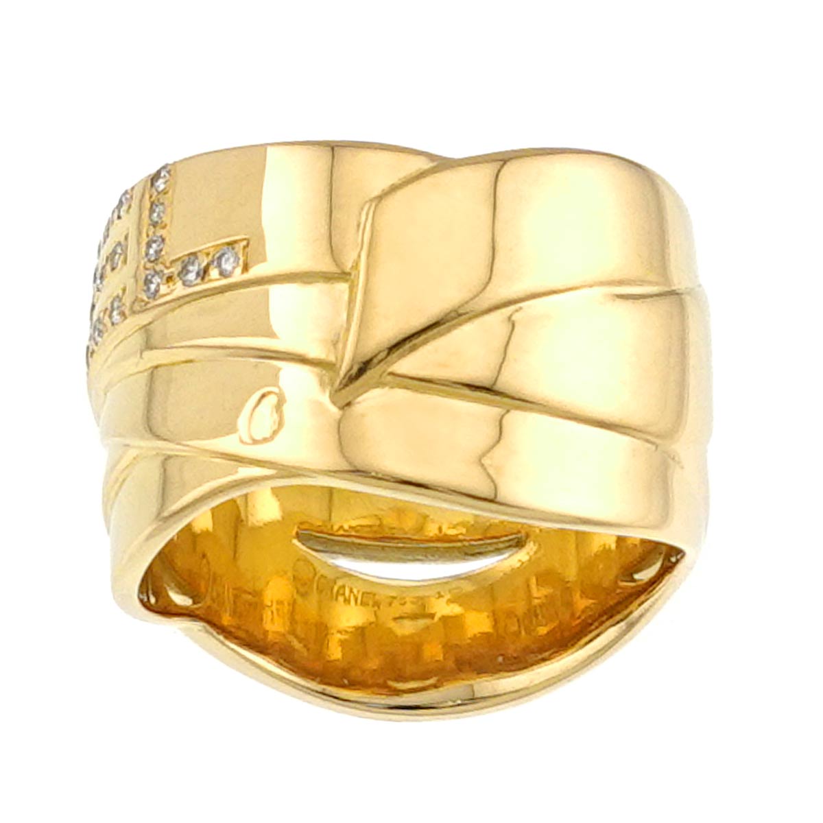 Bolduc Diamond Ring 18K Yellow Gold 750 4-4.5(US)
