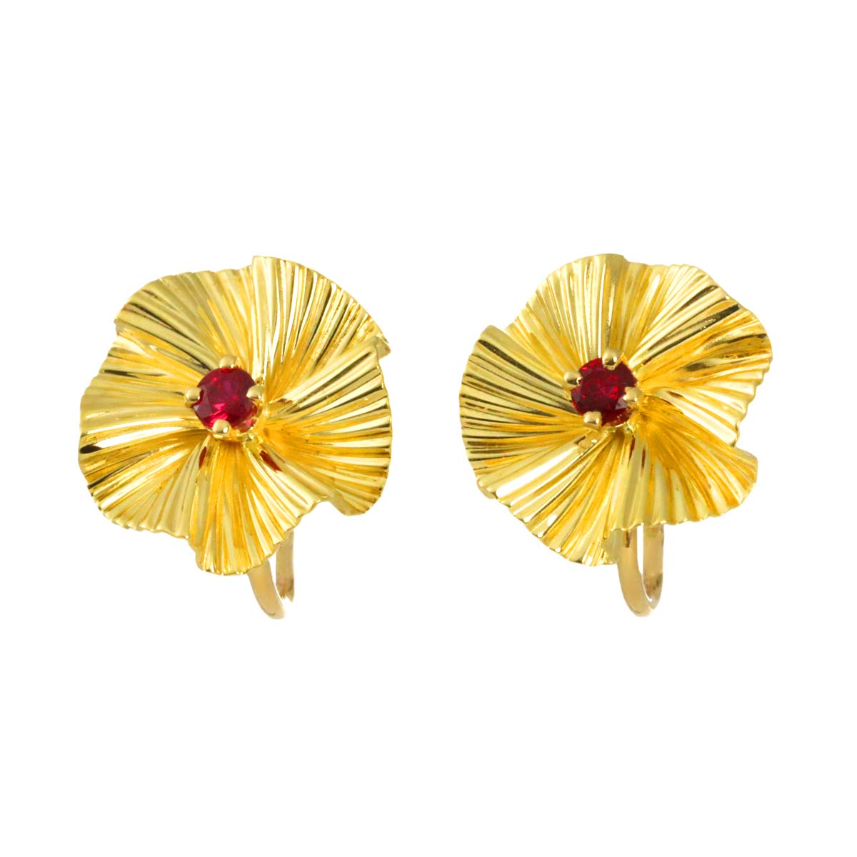 Ruby Earrings 14K Yellow Gold 585