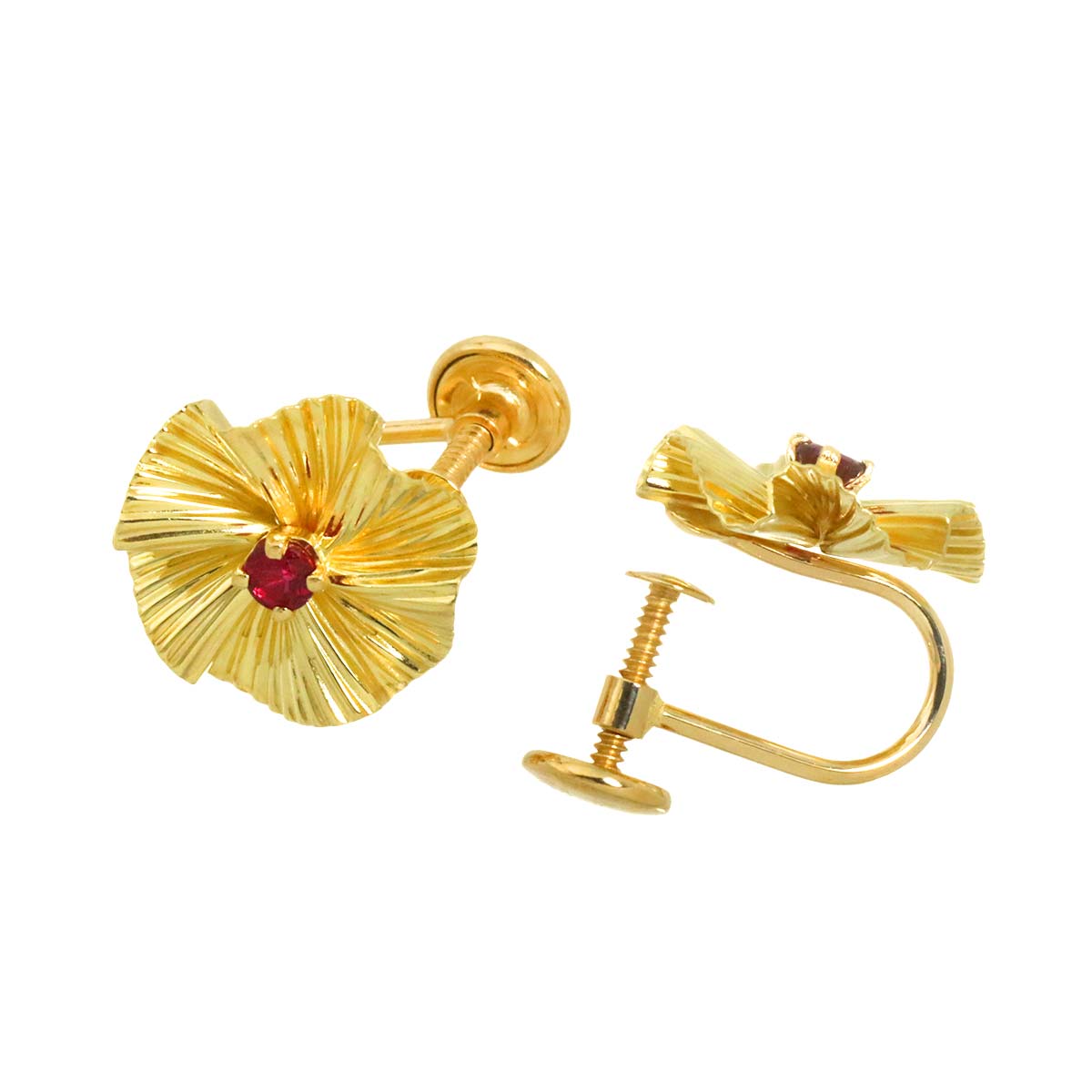 Ruby Earrings 14K Yellow Gold 585