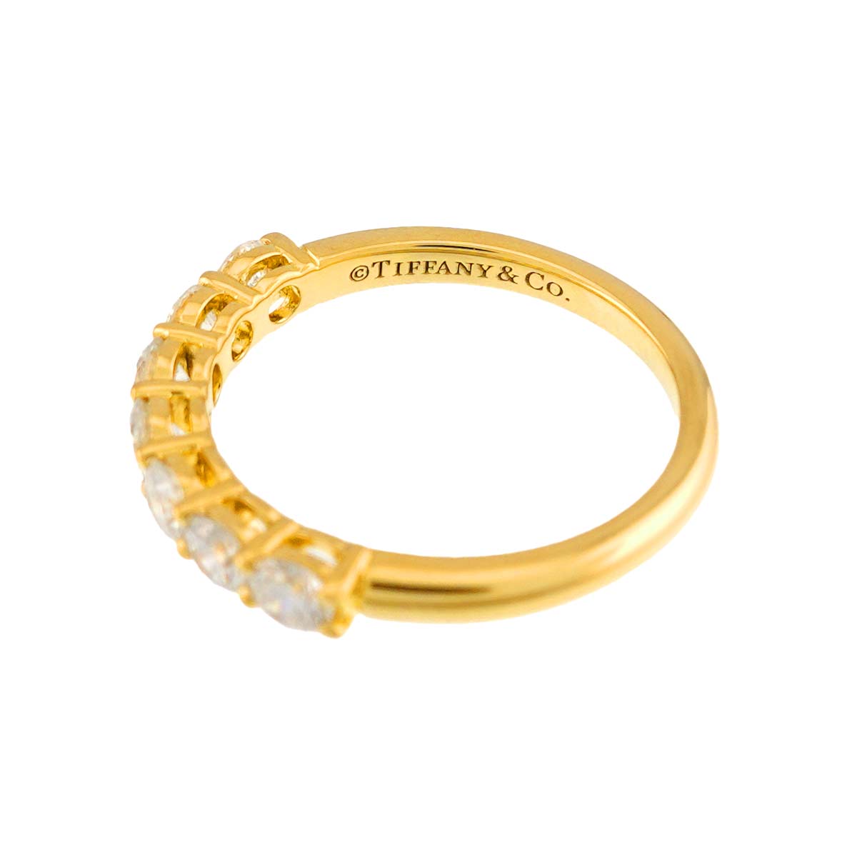 Half Diamond Ring 18K YG 750 size4.5(US)