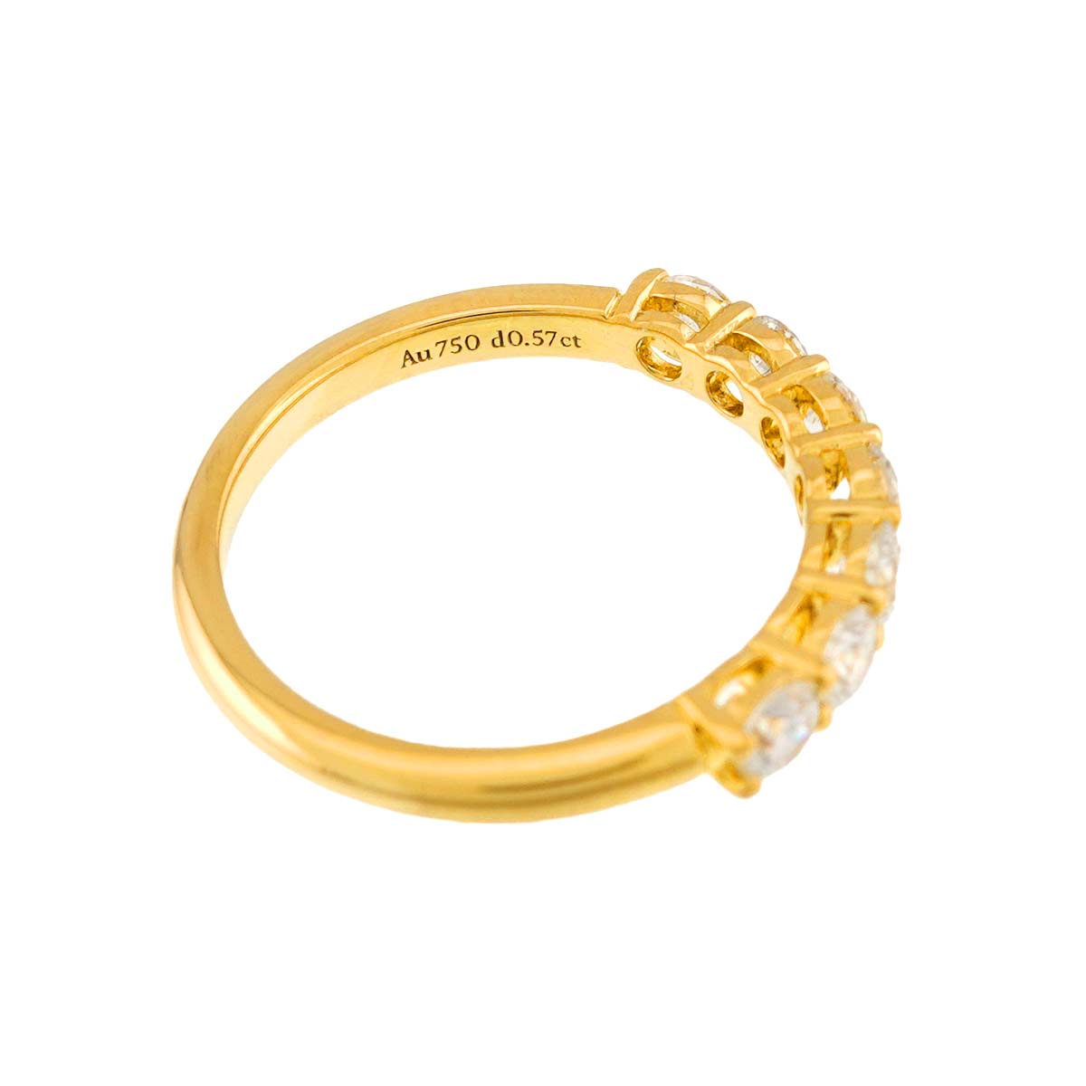 Half Diamond Ring 18K YG 750 size4.5(US)