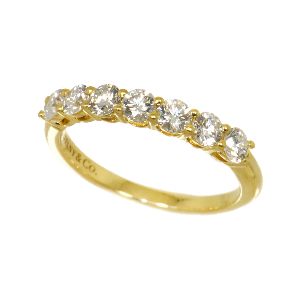 Half Diamond Ring 18K YG 750 size4.5(US)