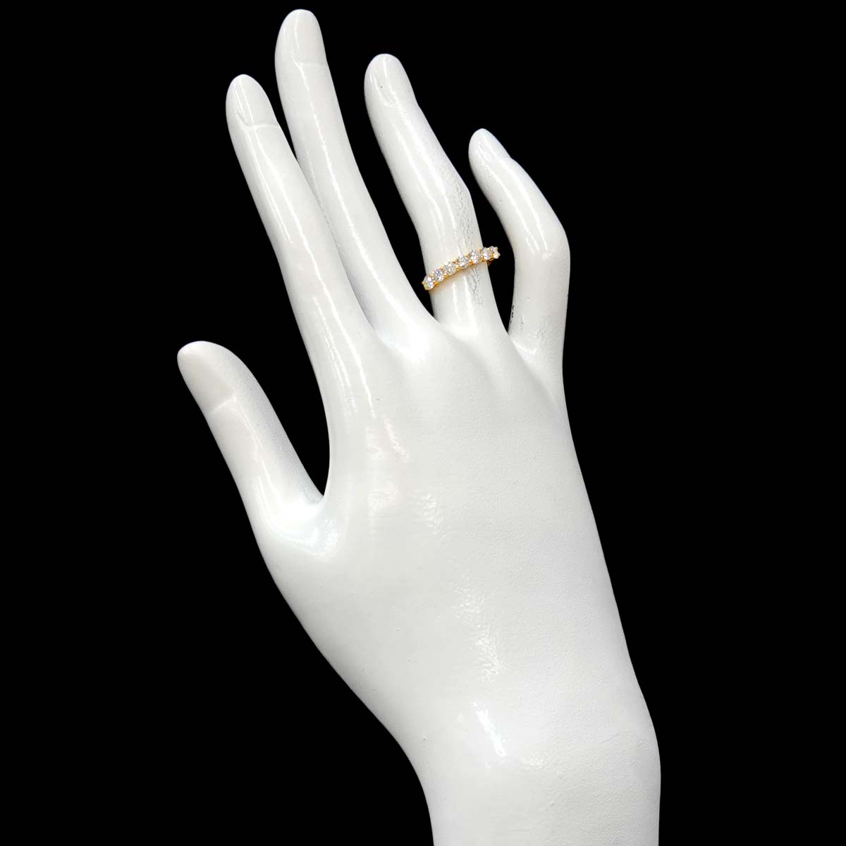 Half Diamond Ring 18K YG 750 size4.5(US)