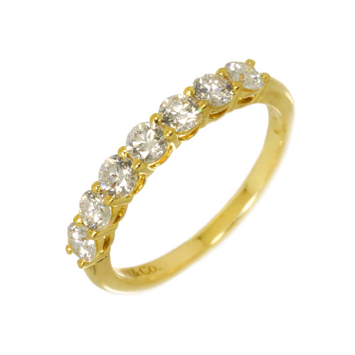 Half Diamond Ring 18K YG 750 size4.5(US)