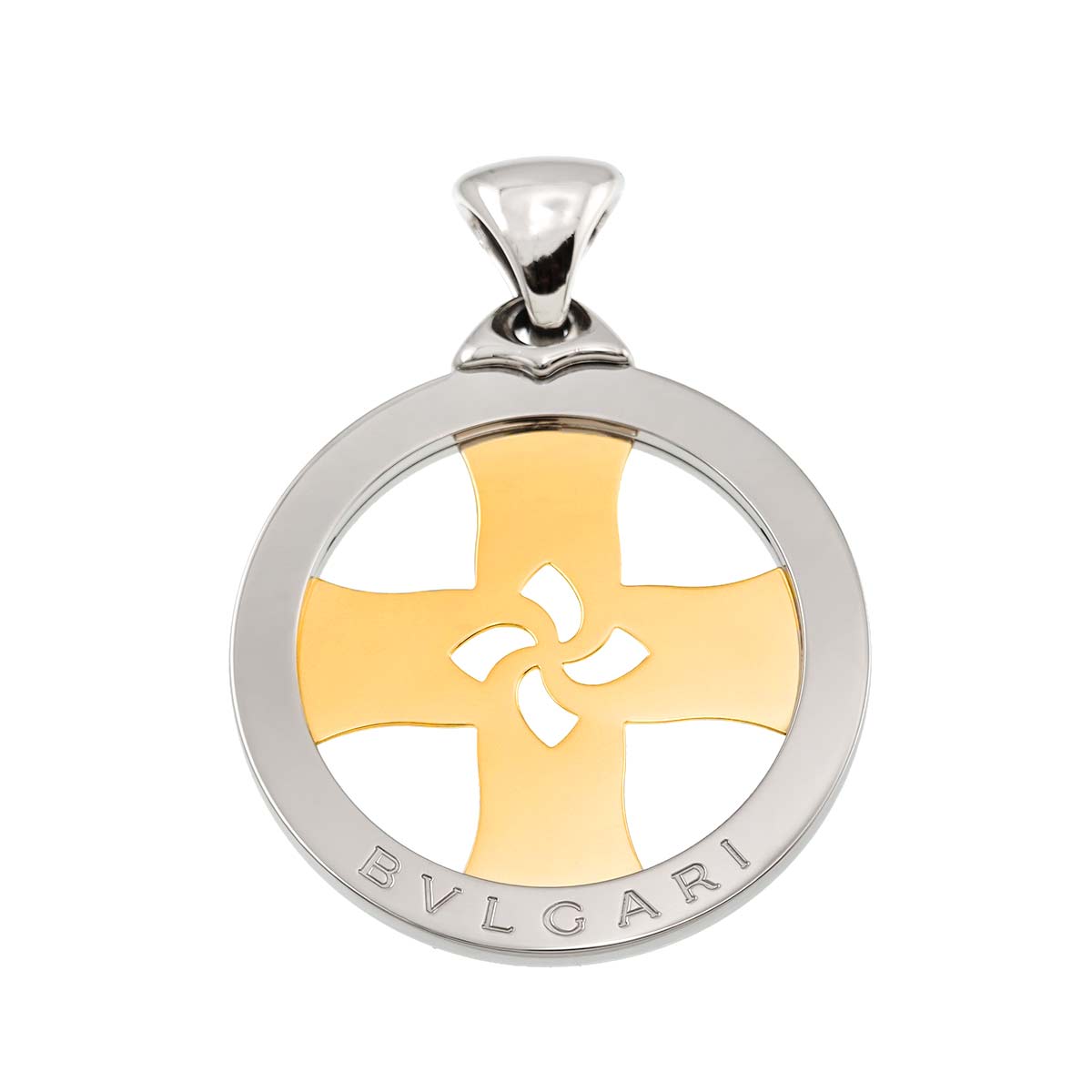 Tondo cross Pendant Top 18K YG 750 SS