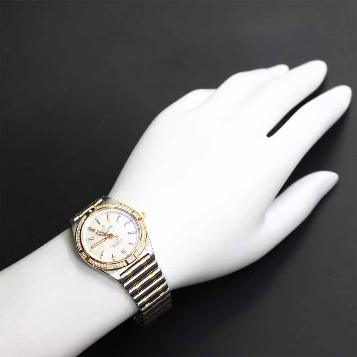 Chronomat 32 U77310 Diamond K18YG Quartz White Shell Dial