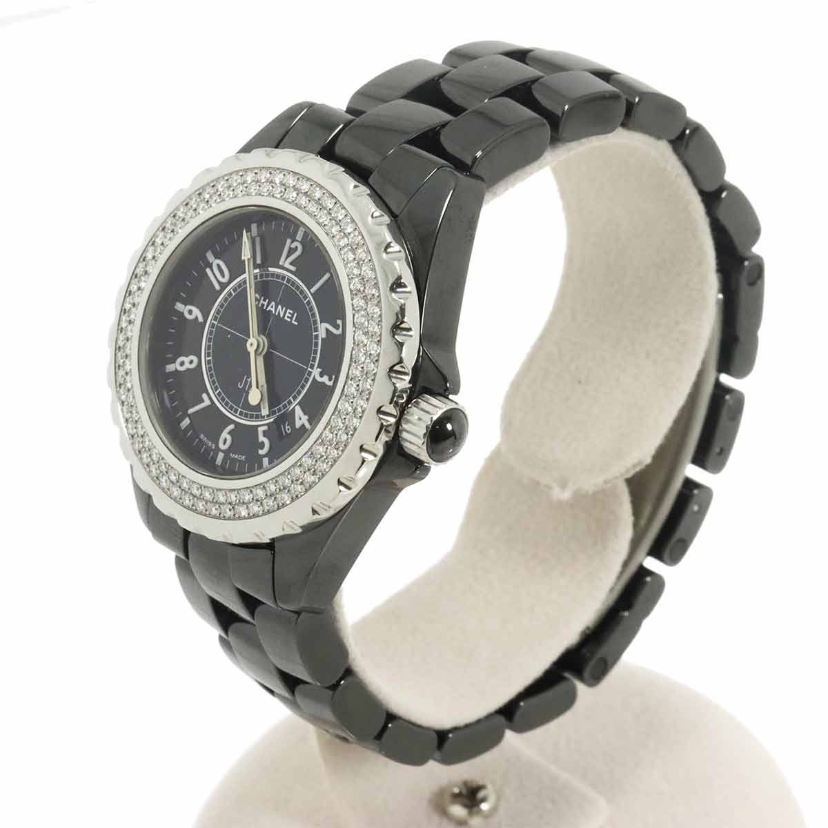 J12 33mm H0949 Diamond bezel Ceramic Date Black Dial Ladies