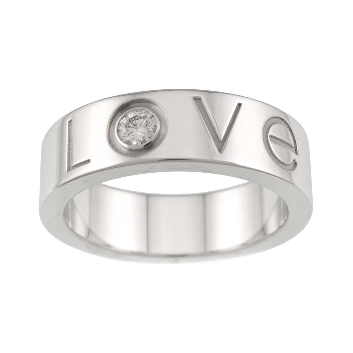 Love Diamond 1P Ring 18K White Gold 750 size51 5.25(US)