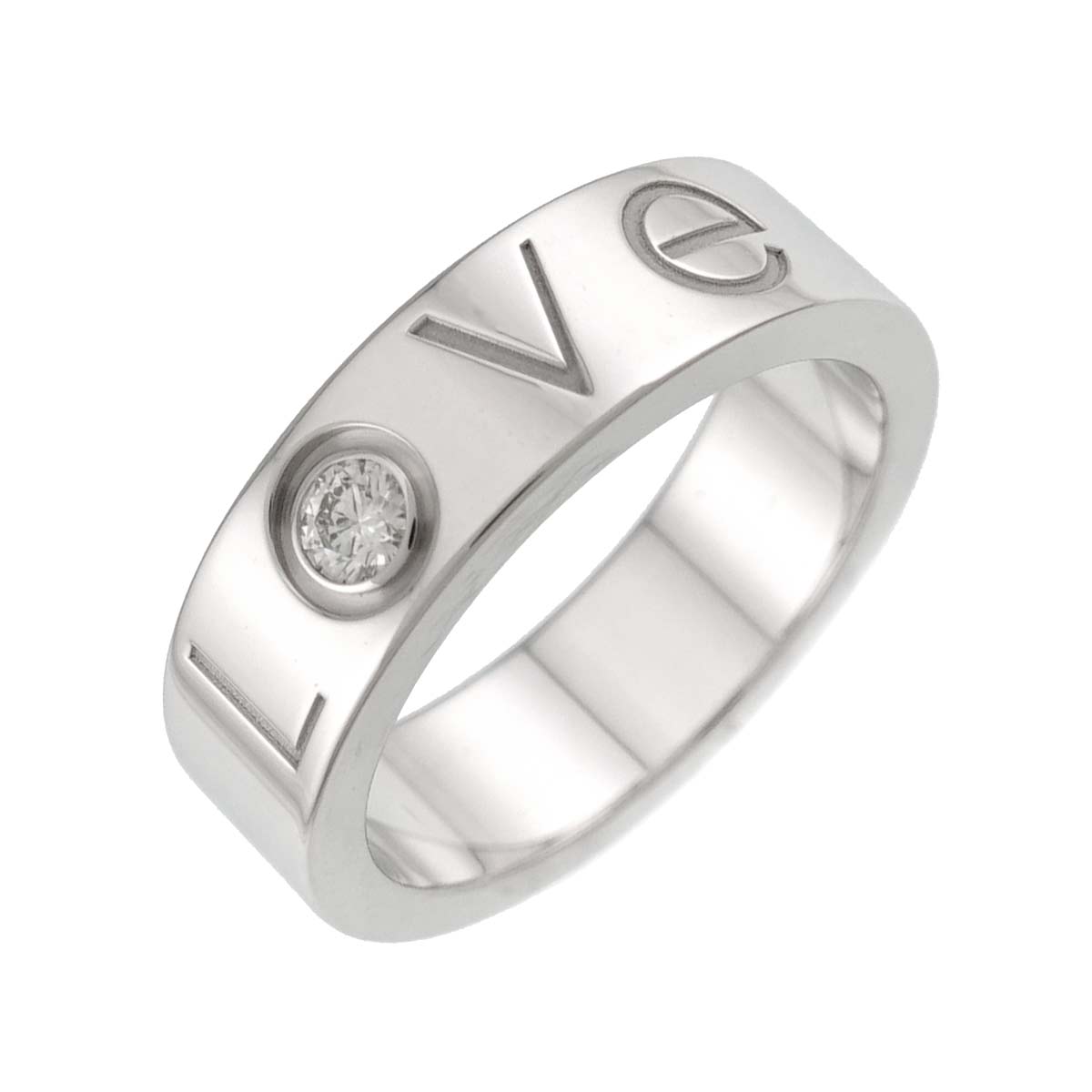 Love Diamond 1P Ring 18K White Gold 750 size51 5.25(US)