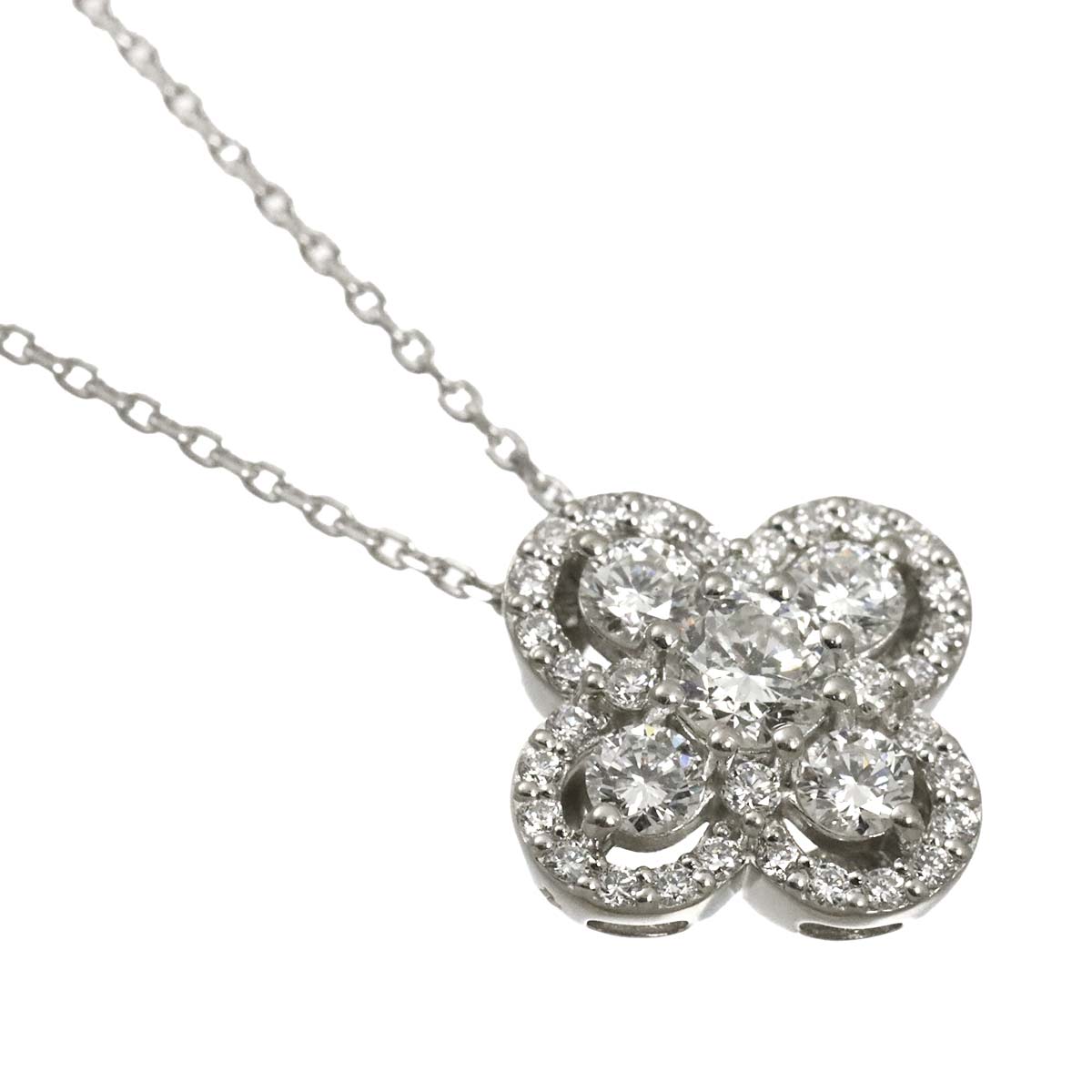 Flower Motif Diamond 0.50ct Necklace Pt Platinum