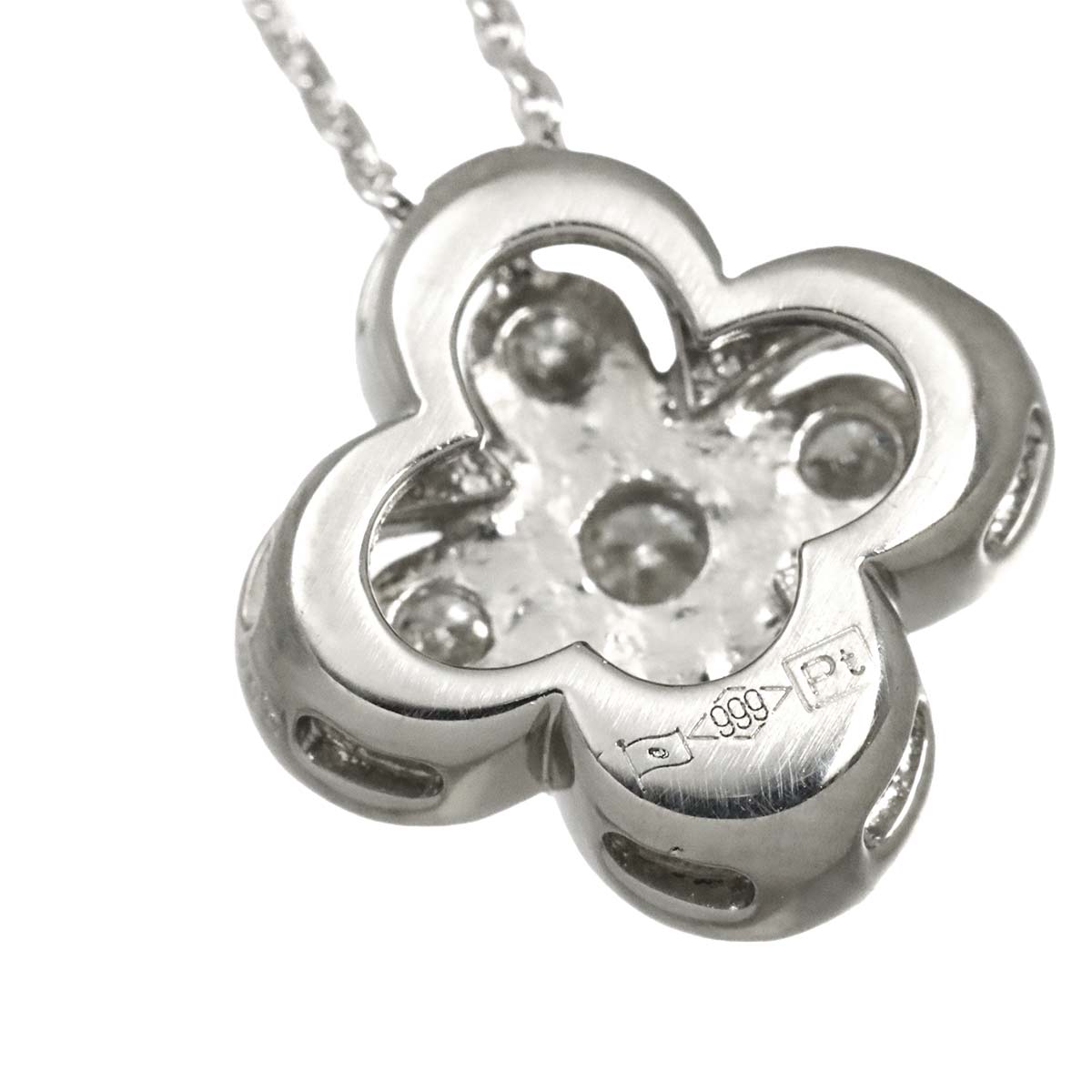 Flower Motif Diamond 0.50ct Necklace Pt Platinum